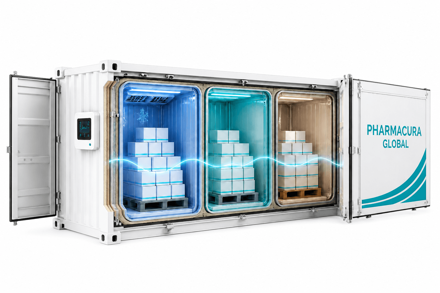 Illustrative three-zone pharmaceutical cold-chain requirement model